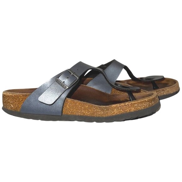 Birkenstock Gizeh Birko-Flor Thong Sandals 36 5 Ice Pearl Onyx Gray Shimmer - Picture 1 of 8
